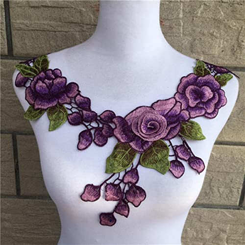 1pc Lila Serie Spitze Ausschnitt Kragen Blume und Herz Spitzenapplikationen Trim, Spitzenstoff Nähzubehör Scrapbooking-ZM Lila von GILAYAS