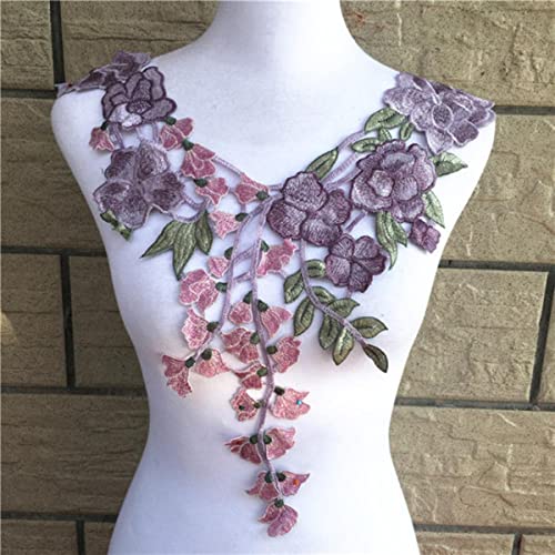 1pc Lila Serie Spitze Ausschnitt Kragen Blume und Herz Spitzenapplikationen Trim, Spitzenstoff Nähzubehör Scrapbooking-ZM Lila von GILAYAS