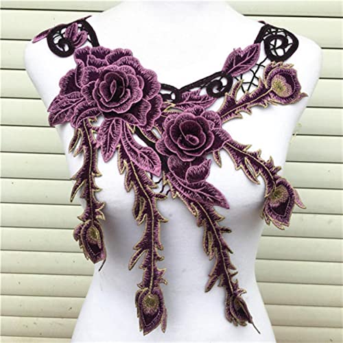 1pc Lila Serie Spitzenausschnitt Kragen Blume und Herz Spitzenapplikationen Trim, Spitzenstoff Nähzubehör Scrapbooking-CH Lila von GILAYAS