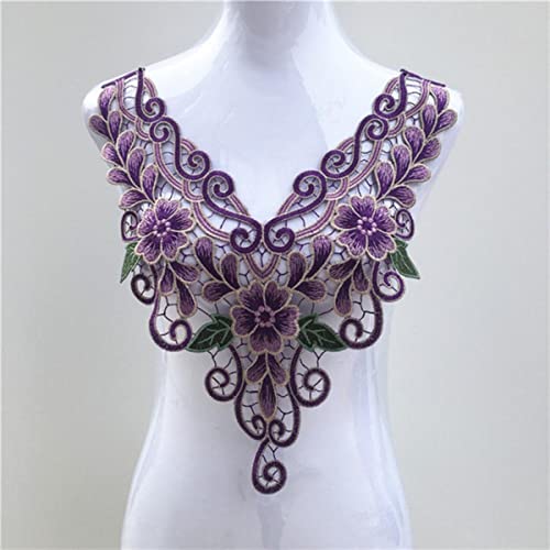 1pc Lila Serie Spitzenausschnitt Kragen Blume und Herz Spitzenapplikationen Trim, Spitzenstoff Nähzubehör Scrapbooking-CL667 Lila von GILAYAS