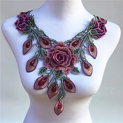 1pc Lila Serie Spitzenausschnitt Kragen Blume und Herz Spitzenapplikationen Trim, Spitzenstoff Nähzubehör Scrapbooking-Lila von GILAYAS