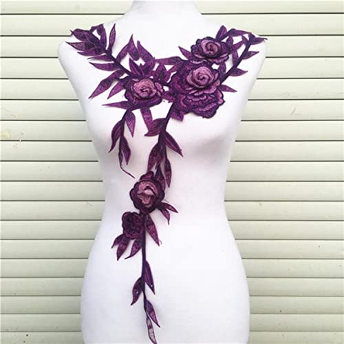 1pc Lila Serie Spitzenausschnitt Kragen Blume und Herz Spitzenapplikationen Trim, Spitzenstoff Nähzubehör Scrapbooking-Lila von GILAYAS