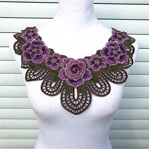 1pc Lila Serie Spitzenausschnitt Kragen Blume und Herz Spitzenapplikationen Trim, Spitzenstoff Nähzubehör Scrapbooking-Lila von GILAYAS