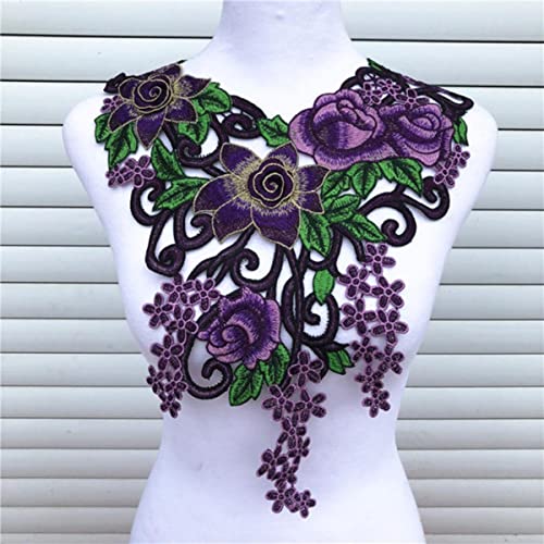 1pc Lila Serie Spitzenausschnitt Kragen Blume und Herz Spitzenapplikationen Trim, Spitzenstoff Nähzubehör Scrapbooking-Lila von GILAYAS