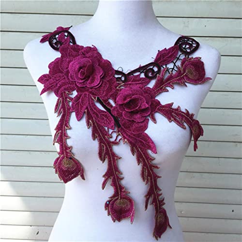 1pc Lila Serie Spitzenausschnitt Kragen Blume und Herz Spitzenapplikationen Trim, Spitzenstoff Nähzubehör Scrapbooking-ZM Rose Purple von GILAYAS