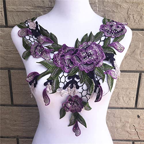 1pc Purple Series Spitzenausschnitt Kragen Blume und Herz Spitzenapplikationen Trim, Spitzenstoff Nähzubehör Scrapbooking-508-lila von GILAYAS
