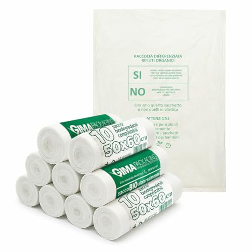 GIMA PACKAGING Kompostierbare Müllbeutel, biologisch abbaubar, 50 × 60 cm, 10 Beutel pro Rolle, Packung mit 9 Rollen – robust und auslaufsicher – organische Mülltrennung GIMA PACKAGING Kompostierbare Müllbeutel, biologisch abbaubar, 50 × 60 cm, 10 Beutel pro Rolle, Packung mit 9 Rollen – robust und auslaufsicher – organische Mülltrennung von GIMA PACKAGING