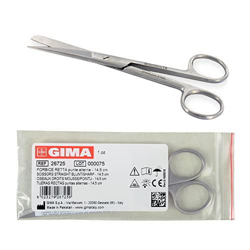 Gima - Gerade Chirurgische Schere, Spitze/Stumpfe Ende, Länge 14.5 cm, aus Edelstahl von GIMA