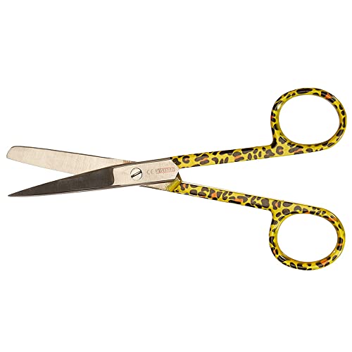 Gima - Gerade Schere für Krankenpfleger, spitze/stumpfe, aus rostfreiem Stahl, Leoparden-Fantasie, seidenglänzend und pulverbeschichtet, Länge 14 cm, zum professionellen Gebrauch Gima - Gerade Schere für Krankenpfleger, spitze/stumpfe, aus rostfreiem Stahl, Leoparden-Fantasie, seidenglänzend und pulverbeschichtet, Länge 14 cm, zum professionellen Gebrauch von GIMA