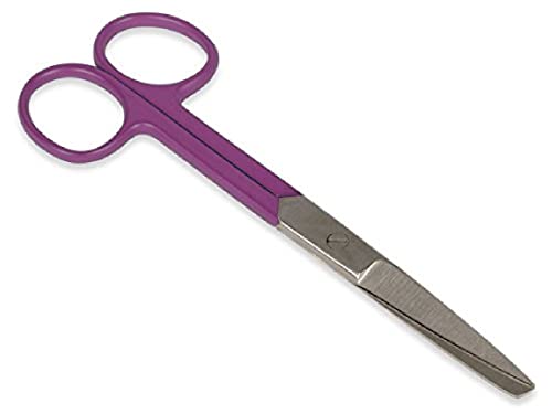 Gima - Gerade Schere für Krankenpfleger, spitze/stumpfe, aus rostfreiem Stahl, Violet, seidenglänzend und pulverbeschichtet, Länge 14 cm, zum professionellen Gebrauch von GIMA