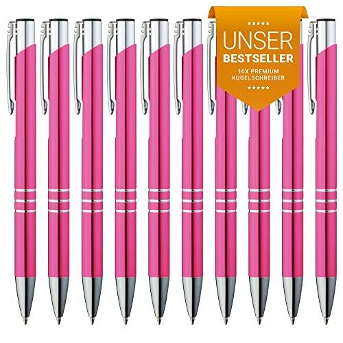 GIMEI® Metall Kugelschreiber 10 Stück | Premium Kugelschreiber Set Hochwertig, Kulli für einfaches & weiches Schreiben | Blauschreibender Kugelschreiber Pink als optischer Hingucker von GIMEI