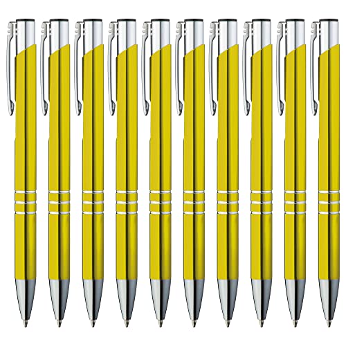 GIMEI® Metall Kugelschreiber 100 Stück | Premium Kugelschreiber Set Hochwertig, Kulli für einfaches & weiches Schreiben | Blauschreibender Kugelschreiber Gelb als optischer Hingucker von GIMEI