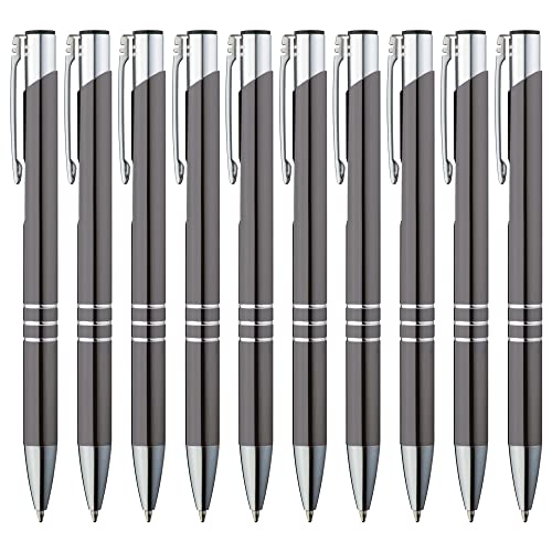 GIMEI® Metall Kugelschreiber 100 Stück | Premium Kugelschreiber Set Hochwertig, Kulli für einfaches & weiches Schreiben | Blauschreibender Kugelschreiber Grau als optischer Hingucker von GIMEI