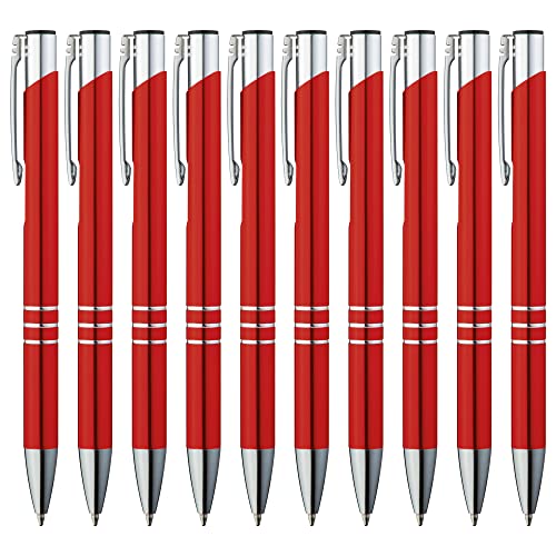 GIMEI® Metall Kugelschreiber 100 Stück | Premium Kugelschreiber Set Hochwertig, Kulli für einfaches & weiches Schreiben | Blauschreibender Kugelschreiber Rot als optischer Hingucker von GIMEI