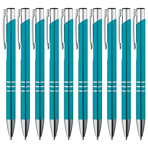 GIMEI® Metall Kugelschreiber 100 Stück | Premium Kugelschreiber Set Hochwertig, Kulli für einfaches & weiches Schreiben | Blauschreibender Kugelschreiber Türkis als optischer Hingucker von GIMEI
