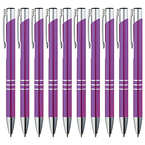 GIMEI® Metall Kugelschreiber 20 Stück | Premium Kugelschreiber Set Hochwertig, Kulli für einfaches & weiches Schreiben | Blauschreibender Kugelschreiber Lila als optischer Hingucker von GIMEI