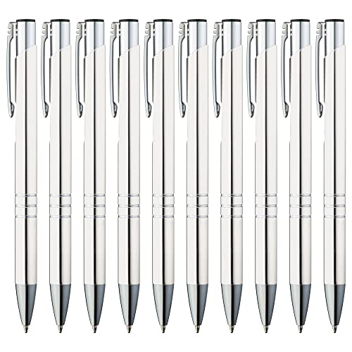 GIMEI® Metall Kugelschreiber 20 Stück | Premium Kugelschreiber Set Hochwertig, Kulli für einfaches & weiches Schreiben | Blauschreibender Kugelschreiber Weiß als optischer Hingucker von GIMEI