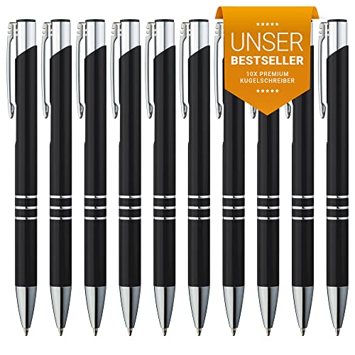 GIMEI® Metall Kugelschreiber 10 Stück | Premium Kugelschreiber Set Hochwertig, Kulli für einfaches & weiches Schreiben | Blauschreibender Kugelschreiber schwarz als optischer Hingucker GIMEI® Metall Kugelschreiber 10 Stück | Premium Kugelschreiber Set Hochwertig, Kulli für einfaches & weiches Schreiben | Blauschreibender Kugelschreiber schwarz als optischer Hingucker von GIMEI