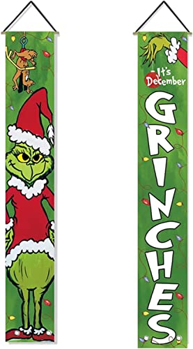 Weihnachts-Grinch-Banner für Haustür, Weihnachts-Grinch-Türbanner, Weihnachten, Winterurlaub, hängende Banner-Flagge, Outdoor-Weihnachtsdekoration, grünes Grinch-Banner für Wand, Haustür, Veranda, Weihnachts-Grinch-Banner für Haustür, Weihnachts-Grinch-Türbanner, Weihnachten, Winterurlaub, hängende Banner-Flagge, Outdoor-Weihnachtsdekoration, grünes Grinch-Banner für Wand, Haustür, Veranda, von GINGER TECH