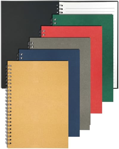 GINMLYDA 6er-Pack Spiralblock A5, Spiralbindung Notizbüch 21x14,5cm 60 Liniert Blätter Notizbuch A5 Blanko Farbe Kraft-Abdeckung Schreiben Notizblock von GINMLYDA