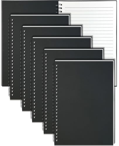 GINMLYDA A5 Notizbuch Spiralbindung 6er-Pack, 60 Liniert Blätter Kraftpapier Weichcover Spiralblock A5 Multipack Blanko Schwarz Cover Spiral Notizheft Ruled - 21x14.5cm 80GSM GINMLYDA A5 Notizbuch Spiralbindung 6er-Pack, 60 Liniert Blätter Kraftpapier Weichcover Spiralblock A5 Multipack Blanko Schwarz Cover Spiral Notizheft Ruled - 21x14.5cm 80GSM von GINMLYDA