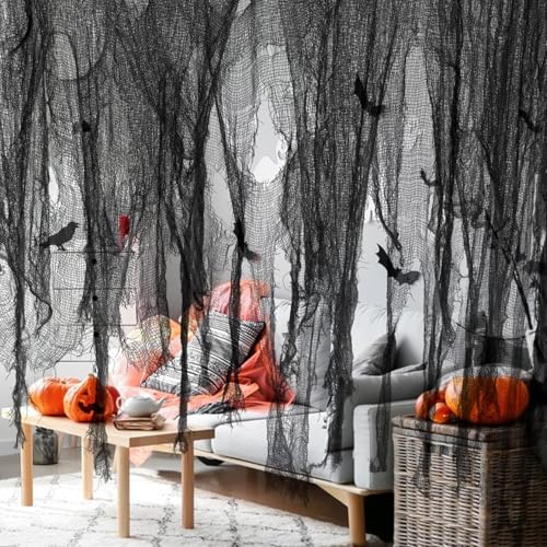 1.5x5.08M Halloween Dekoration Gaze -Gruseliger Stoff - Käsetuch Halloween Dekorationen für die Türen Hallen,Duschvorhänge,Veranden,Decks,Fenster,Tore,Deko Prop 1.5x5.08M Halloween Dekoration Gaze -Gruseliger Stoff - Käsetuch Halloween Dekorationen für die Türen Hallen,Duschvorhänge,Veranden,Decks,Fenster,Tore,Deko Prop von GIONAR