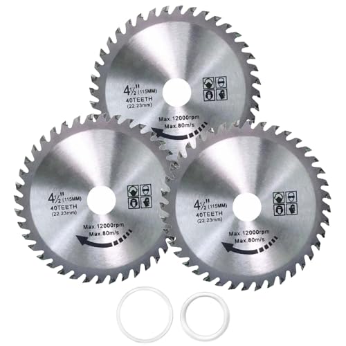 GIONAR 115 mm Hartmetall-Sägeblatt, 11,4 cm Winkelschleifer Kreissägeblatt, 40 Zähne für Holzbearbeitung, Trennscheibe für Holz, Kunststoff, Legierung, Hartmetall-Finishing-Sägeblatt, Winkelschleifer GIONAR 115 mm Hartmetall-Sägeblatt, 11,4 cm Winkelschleifer Kreissägeblatt, 40 Zähne für Holzbearbeitung, Trennscheibe für Holz, Kunststoff, Legierung, Hartmetall-Finishing-Sägeblatt, Winkelschleifer von GIONAR