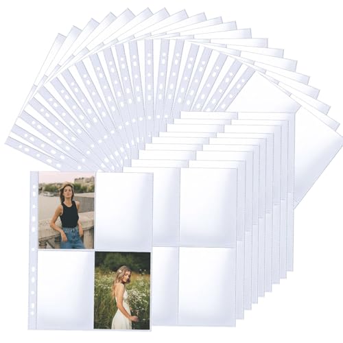 GIONAR 30 Blatt 4 Raster Kartenbinder 11 Löcher Verwendbar für 2/3/4/7 Löcher, Fotokartenbinder, Postkartenalben, Fotokartenhüllen A4 Transparenter Fotokartenhalter für Game Card Star Card Collection von GIONAR