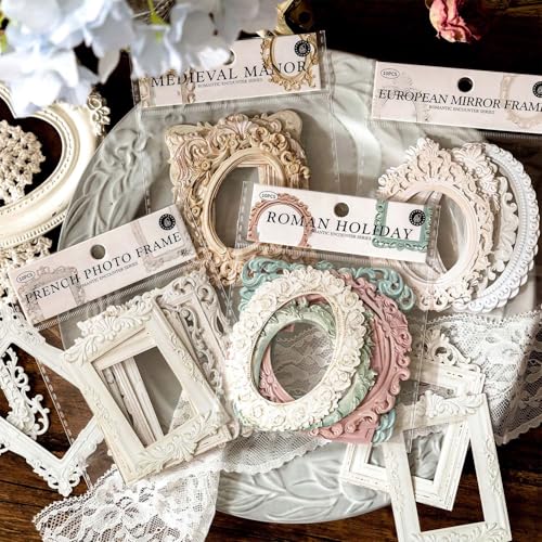 GIONAR 40 Blätter Spitze Rahmen Scrapbook, Vintage Scrapbook Zubehör mit Pinzette, Hohle Geprägt Foto Rahmen, Hintergrund Scrapbook Sticker Fotorahmen Für DIY Vintage Papier Journaling GIONAR 40 Blätter Spitze Rahmen Scrapbook, Vintage Scrapbook Zubehör mit Pinzette, Hohle Geprägt Foto Rahmen, Hintergrund Scrapbook Sticker Fotorahmen Für DIY Vintage Papier Journaling von GIONAR