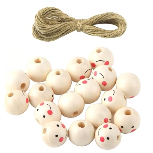 GIONAR 50 Stück Smiley Holzperlen, 25mm Rund Naturholzperlen mit Gesicht und 5mm Loch, Holzkugeln für Sorgenwürmchen Zubehör, Schmuckherstellung, DIY, Armbänder, Halsketten und Handwerk GIONAR 50 Stück Smiley Holzperlen, 25mm Rund Naturholzperlen mit Gesicht und 5mm Loch, Holzkugeln für Sorgenwürmchen Zubehör, Schmuckherstellung, DIY, Armbänder, Halsketten und Handwerk von GIONAR