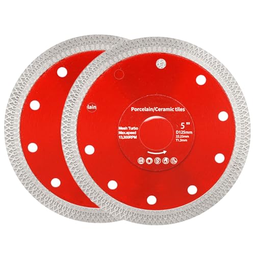 GIONAR Fliesenscheibe 125 mm, Diamantscheibe 125 x 22,23 mm, Material aus hochfestem legiertem Stahl, für Keramikfliesen/Marmor/glasiert, 2 Stück GIONAR Fliesenscheibe 125 mm, Diamantscheibe 125 x 22,23 mm, Material aus hochfestem legiertem Stahl, für Keramikfliesen/Marmor/glasiert, 2 Stück von GIONAR