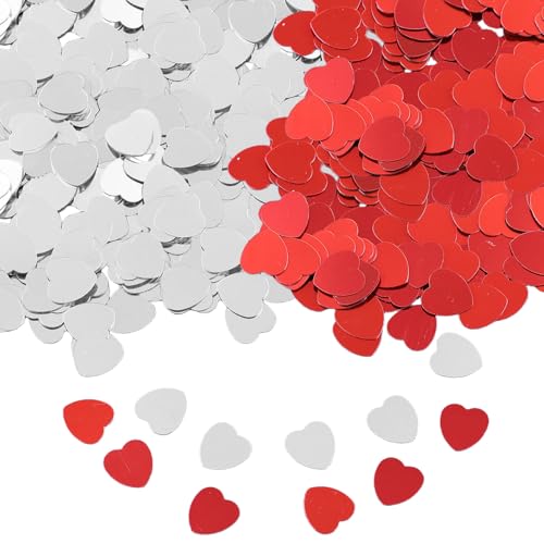 GIONAR Konfetti in Herzform, silberfarben, 4000 Stück, metallische Glitzerfolie, Herz-Dekor, Pailletten, Tischdekoration, Esstisch, Streudeko für Hochzeit, Verlobung, Valentinstag, Brautparty GIONAR Konfetti in Herzform, silberfarben, 4000 Stück, metallische Glitzerfolie, Herz-Dekor, Pailletten, Tischdekoration, Esstisch, Streudeko für Hochzeit, Verlobung, Valentinstag, Brautparty von GIONAR