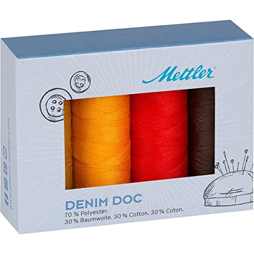 Mettler DENIM DOC Terra-kit 4er Set zum Nähen oder Sticken 70% Polyester, 30% Baumwolle, 100m von GIORGETTI STRASS