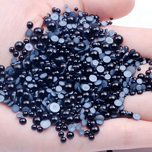 GIOTEL 2mm-12mm Schwarze Farbe Halbrunde Perlen for Basteln, DIY, Schuhe, Tassen, Hochzeit (Color : 9mm 100pcs) von GIOTEL