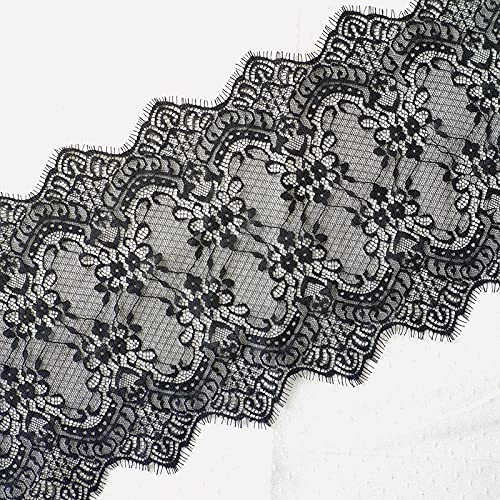 Spitze 3 Meter lange Wimpern Spitze Kleidung Accessoires Spitze Stickerei Stoff Geeignet für DIY Handgemachte 25 cm breite Spitze (Farbe: Schwarz) von GIOTEL