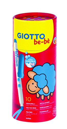 GIOTTO be-bè F469500 - Filzstifte für Kinder, Box mit 10 leuchtenden Farben - unbedenklich - rückstandslos auswaschbar - strapazierfähig, mehrfarbig von GIOTTO be-bè