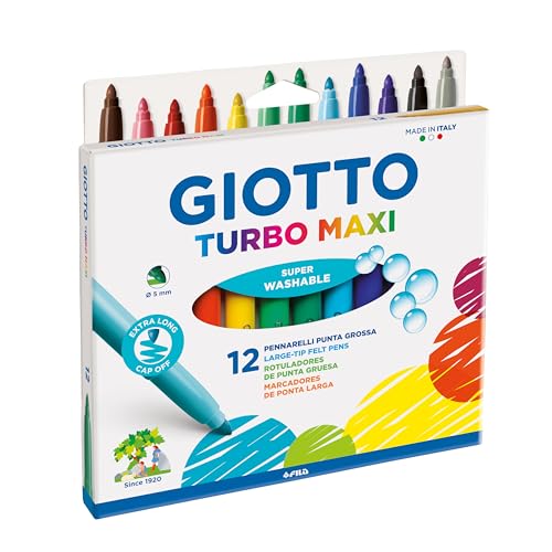 GIOTTO TURBO MAXI, Fasermaler, Etui mit 12 Stiften von GIOTTO