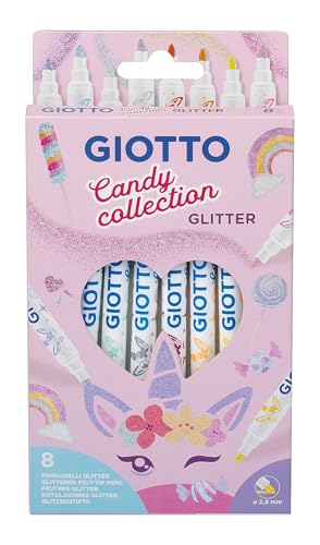 Giotto Candy Collection F428500 Filzstifte, verschiedene Glitzer-Farben, 8 Stück von GIOTTO