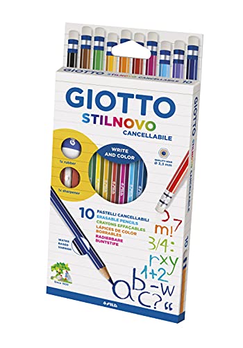 Giotto Stil 2568 00 Buntstifte, radierbar, Spitzer, Radiergummi, 10 Stück von GIOTTO