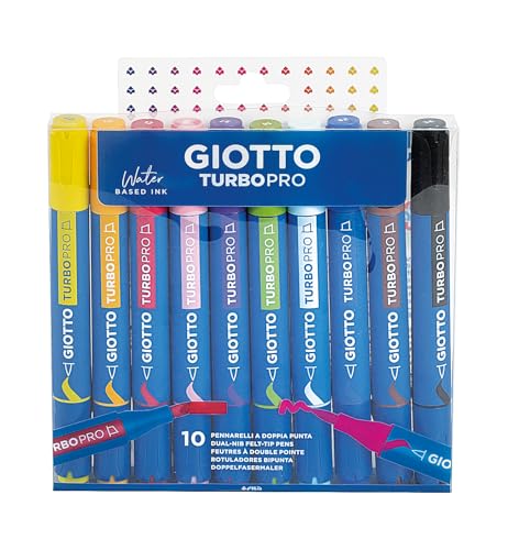 Giotto Turbo Pro, Fasermaler mit doppelter Spitze, 10 Farben im Etui Giotto Turbo Pro, Fasermaler mit doppelter Spitze, 10 Farben im Etui von GIOTTO