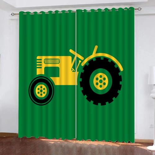 GIOVIA 3D Traktor Vorhänge Abdunkelnde Cartoon Traktor Kindervorhänge Vorhang mit ösen 2er Set Gardinen Blickdicht Verdunkelungs für Kinderzimmer Schlafzimmer Wohnzimmer B 110 X H 95 cm von GIOVIA