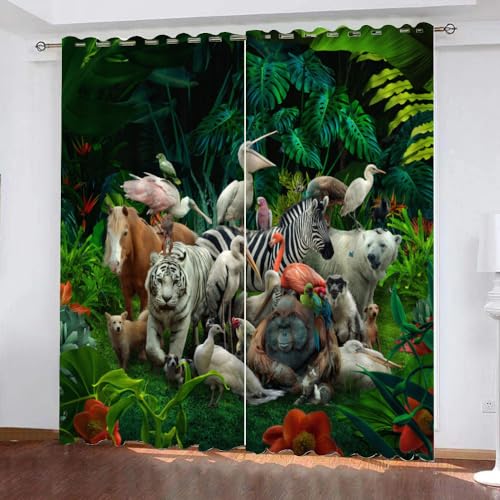 GIOVIA 3D Zoo Gardinen Abdunkelnde Tropisch Dschungel Kindervorhänge Vorhang mit ösen 2er Set Vorhänge Blickdicht Verdunkelungs für Kinderzimmer Schlafzimmer Wohnzimmer B 140 X H 160 cm GIOVIA 3D Zoo Gardinen Abdunkelnde Tropisch Dschungel Kindervorhänge Vorhang mit ösen 2er Set Vorhänge Blickdicht Verdunkelungs für Kinderzimmer Schlafzimmer Wohnzimmer B 140 X H 160 cm von GIOVIA
