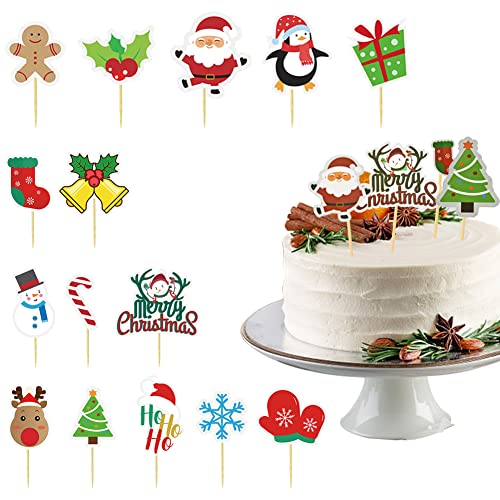 GIRAFEDA 105 Stück Weihnachten Tortendeko Weihnachts Muffins Dekorieren Weihnachtskuchen Cake Topper Kuchen Flaggen Weihnachts Spieße Weihnachtsdeko Cupcakes für Weihnachten Party Feiertag Zubehör von GIRAFEDA
