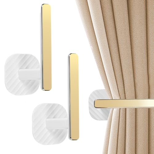 GIRAFEDA 2 Stück Vorhang Raffhalter L-förmige Vorhanghaken Gardinen Raffhalter Selbstklebende Vorhanghalterungen Wand Gardinenhalter Vorhänge Raffbügel Ohne Bohren für Haus Büro Gardinen (Golden) GIRAFEDA 2 Stück Vorhang Raffhalter L-förmige Vorhanghaken Gardinen Raffhalter Selbstklebende Vorhanghalterungen Wand Gardinenhalter Vorhänge Raffbügel Ohne Bohren für Haus Büro Gardinen (Golden) von GIRAFEDA