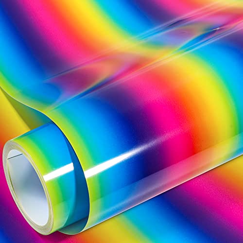 GIRAFVINYL Rainbow HTV-Wärmetransfer-Vinyl – Farbverlauf Regenbogen zum Aufbügeln auf Vinyl – 30,5 cm x 2,4 m für T-Shirt von GIRAFVINYL