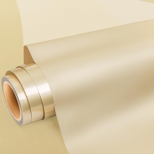 GIRAFVINYL Wärmetransfer-Vinyl für Cricut, Champagner-Gold, 30,5 x 1,5 m, Champagner-Gold, HTV, Champagner, zum Aufbügeln, Vinyl für T-Shirts, Hüte, Kleidung (Champagner-Gold) von GIRAFVINYL