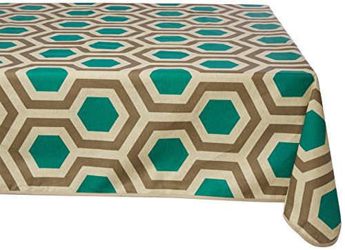 GIRONES Hexagon Teal & Walnut Tablecloth 140 x 180 cm von GIRONES