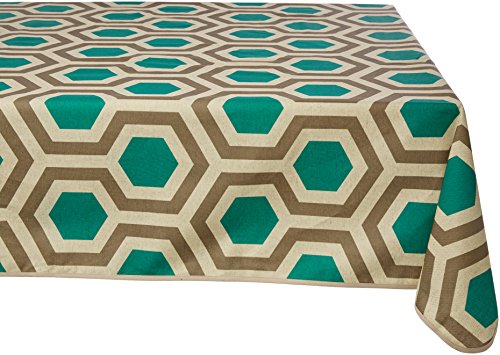 GIRONES Hexagon Teal & Walnut Tablecloth 140 x 250 cm von GIRONES