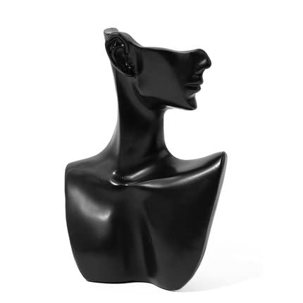 GISELA D Mannequin Schmuck-Display, Halskette Ohrring Halter Shop Mannequin Büste Display Ständer für Anhänger Ohrring Schmuck Display Rack (schwarz-M-18,5 × 13,5 cm) von GISELA D