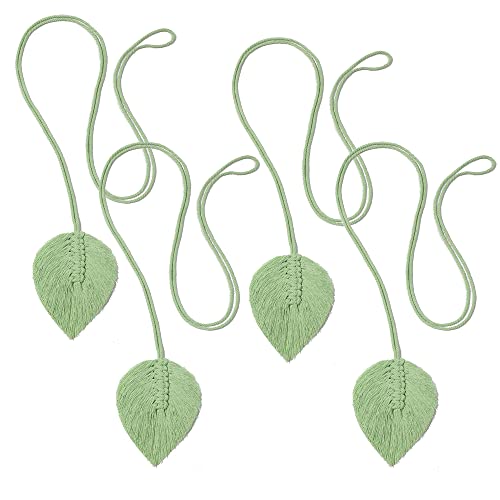 GISELA D Vorhang-Raffhalter mit Blättern, Boho-Vorhanghalter, handgefertigt, Baumwollseile, Dekor-Zubehör, Vorhang-Raffhalter für Zuhause, Wohnzimmer, Schlafzimmer, Büro, Badezimmer (grün, Nr. 1) GISELA D Vorhang-Raffhalter mit Blättern, Boho-Vorhanghalter, handgefertigt, Baumwollseile, Dekor-Zubehör, Vorhang-Raffhalter für Zuhause, Wohnzimmer, Schlafzimmer, Büro, Badezimmer (grün, Nr. 1) von GISELA D